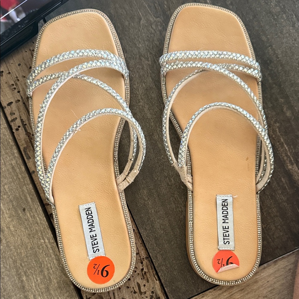 Steve Madden Metallic and Tan Strappy Sandals